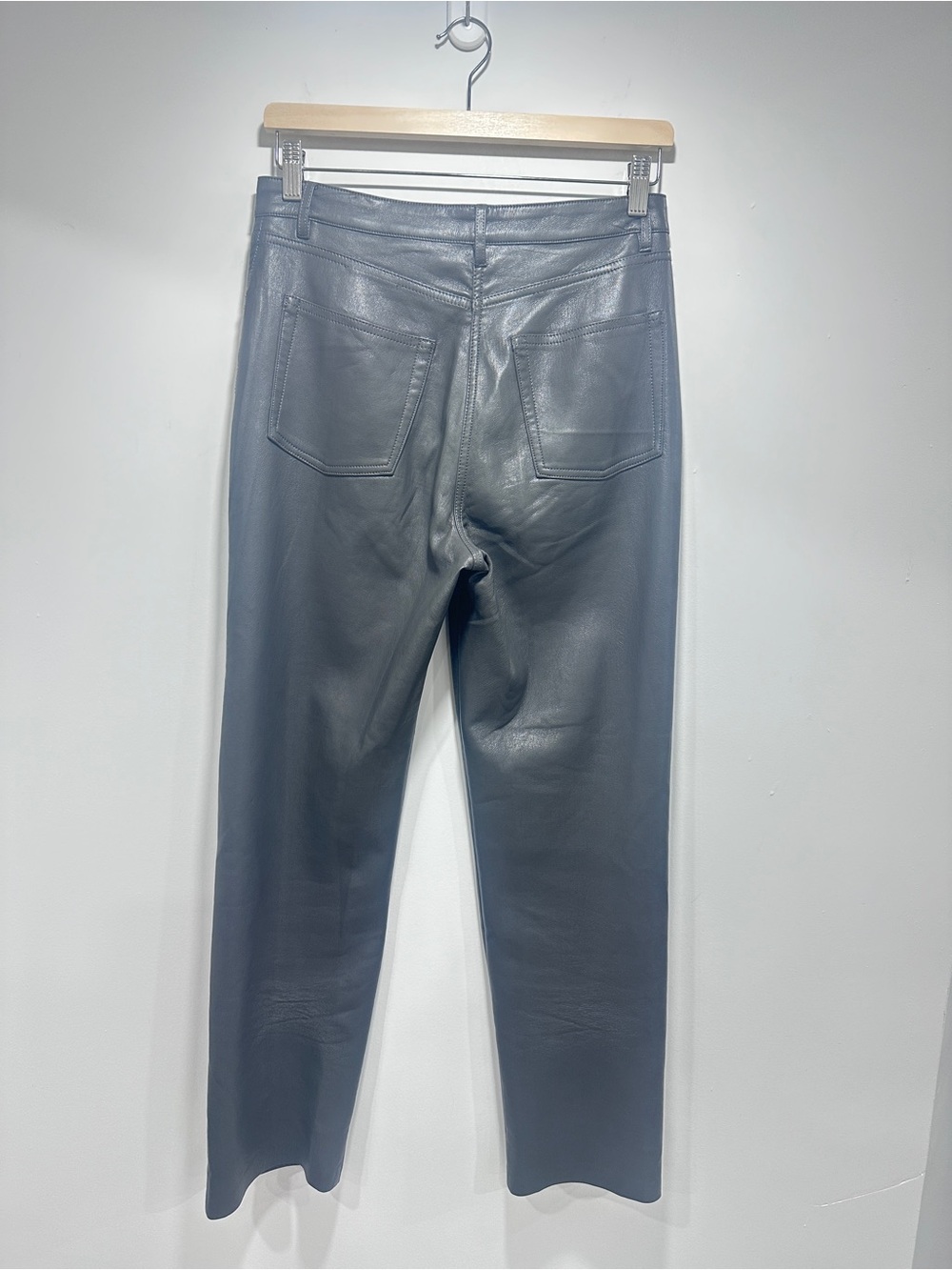 Aritzia Wilfred Melina High Waisted Vegan Leather Pants Charcoal Grey Small S - Picture 8 of 15